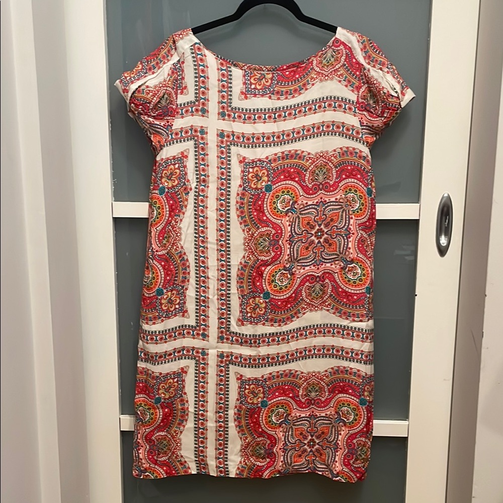 Tommy Hilfiger Pink and Cream Pattern Dress with Short Sleeves, L, NWOT